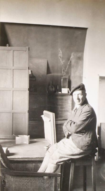 James McBey Painting a Portrait of Sir Harry Lauder (Photograph Album Belonging to James McBey)