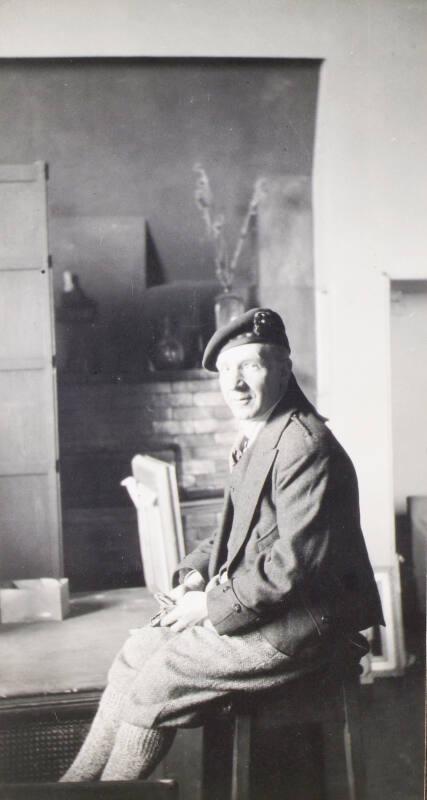 James McBey Painting a Portrait of Sir Harry Lauder (Photograph Album Belonging to James McBey)