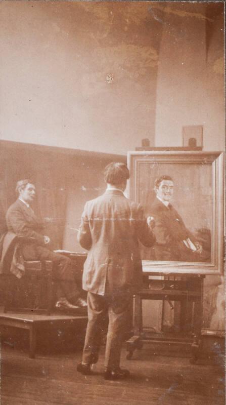 James McBey Painting a Portrait (Photograph Album Belonging to James McBey)