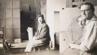 James McBey Painting a Portrait of Sir Harry Lauder (Photograph Album Belonging to James McBey)