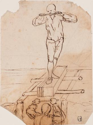 Drawing with recto: Acrobat In A Scaffolding & Verso : A Lamenting Figure (Fragment)
