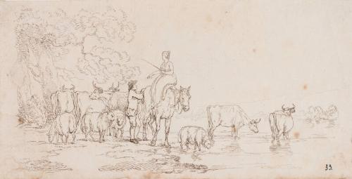 Woman On Horseback Talking To Rustic