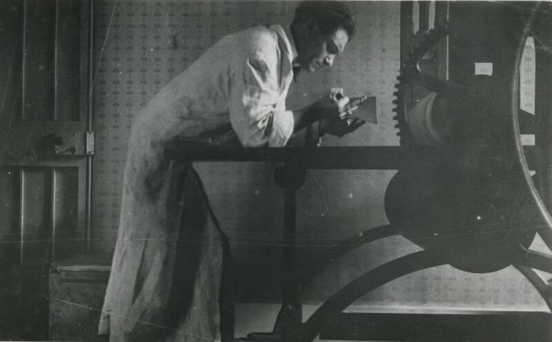 McBey at the Etching Press in his London Studio (Photographs of James McBey)