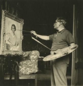 James McBey Painting the Portrait of a Woman (Photographs of James McBey)