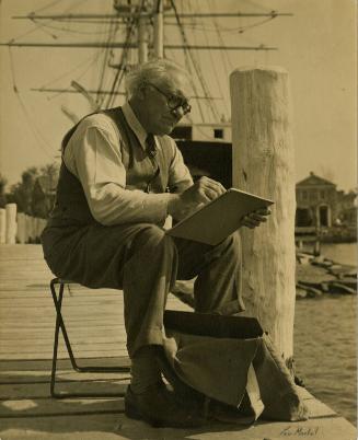 James McBey Sketching at Mystic Sea Port, Connecticut (Photographs of James McBey)