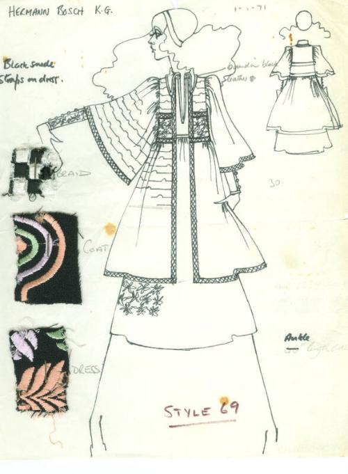 Drawing of Dress for Swiss Guild of Embroiderers