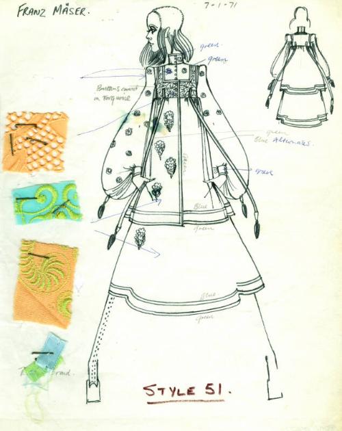 Drawing of Dress for the Swiss Guild of Embroiderers