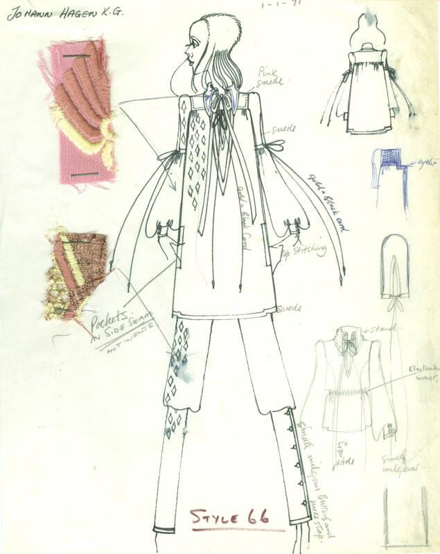 Drawing of Suit for the Swiss Guild of Embroiderers