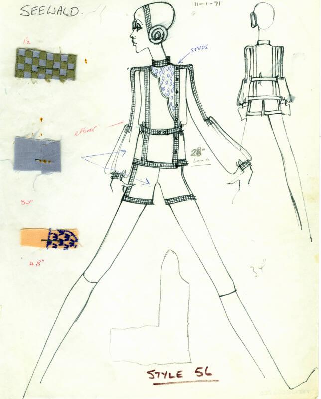 Drawing of Suit for the Swiss Guild of Embroiderers