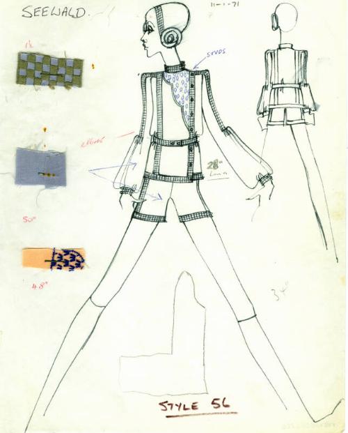 Drawing of Suit for the Swiss Guild of Embroiderers