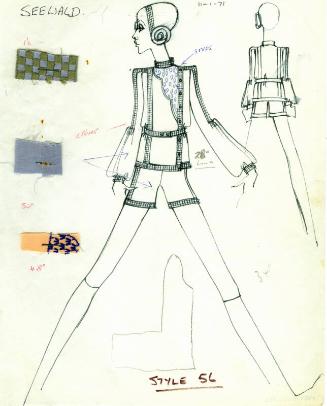 Drawing of Suit for the Swiss Guild of Embroiderers