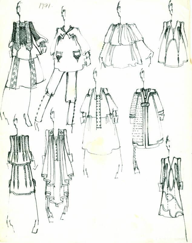 Multidrawing of Tops, Trousers and Dresses