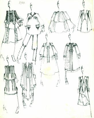 Multidrawing of Tops, Trousers and Dresses