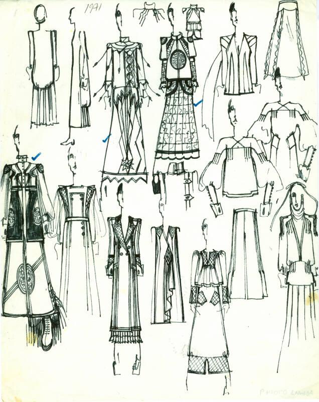 Multidrawing of Dresses, Tops and Skirts