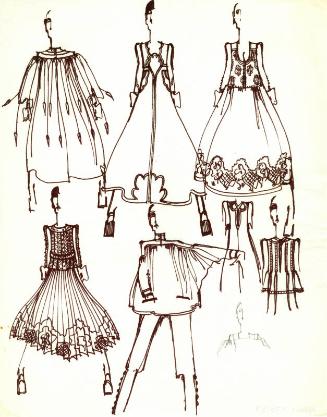 Multidrawing of Dresses, Tops, Skirts and Trousers