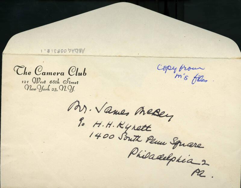 Envelope from Marguerite McBey to James McBey