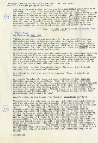 Excerpts of Correspondence from James McBey to Marguerite McBey and Dr. H.H. Kynett