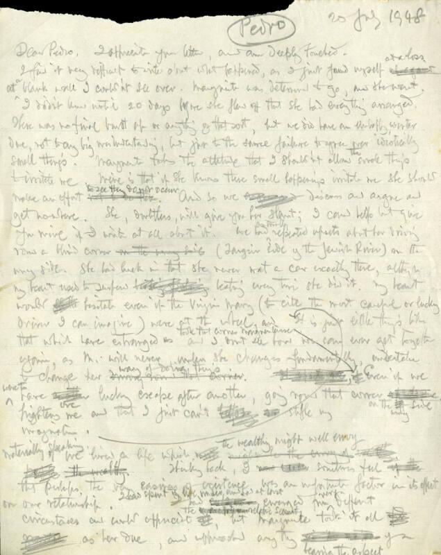 Correspondence from James McBey to "Pedro"