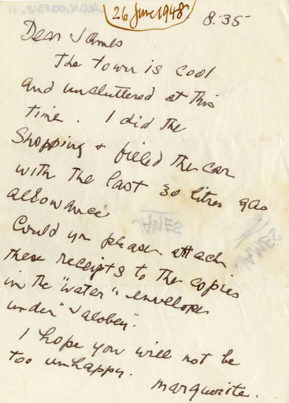 Correspondence from Marguerite McBey to James McBey