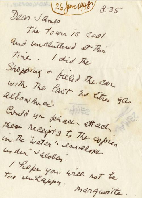 Correspondence from Marguerite McBey to James McBey