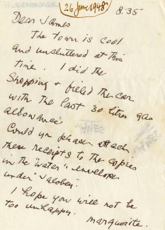 Correspondence from Marguerite McBey to James McBey