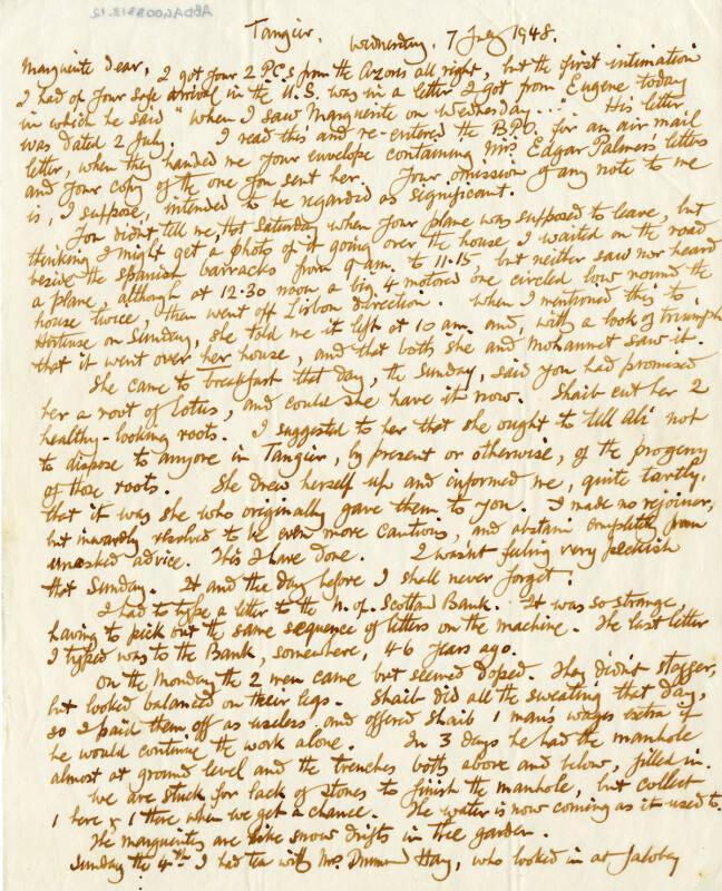 Correspondence from James McBey to Marguerite McBey