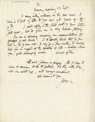 Fragment of a Letter From James McBey to Marguerite McBey