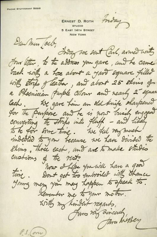 Correspondence from James McBey to Marguerite Loeb (later McBey)