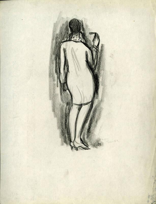 An Original Sketch of a Woman from Behind