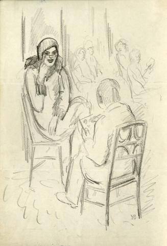 An Original Sketch of a Woman Sitting, by James McBey