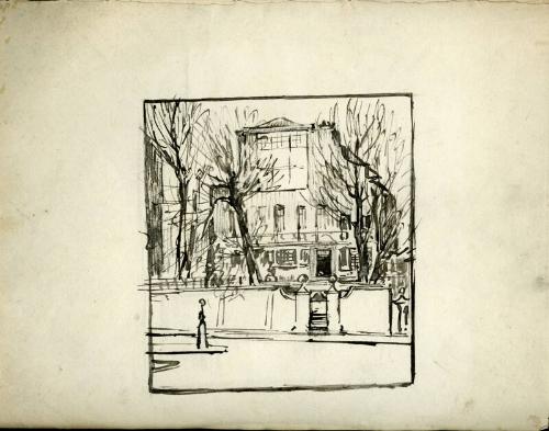 An Original Sketch of a Building by James McBey