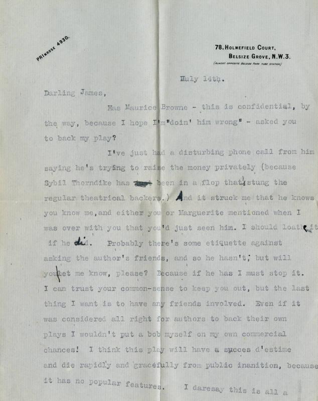 Letter from Billy Turner to James McBey (Letters and Memorabilia Belonging to James McBey)