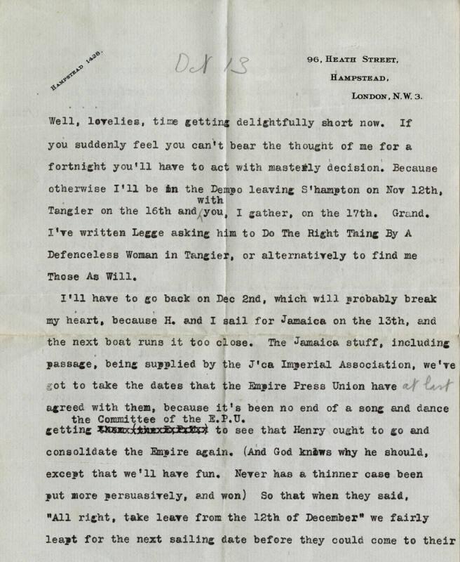 Letter from Billy Turner to James McBey (Letters and Memorabilia Belonging to James McBey)