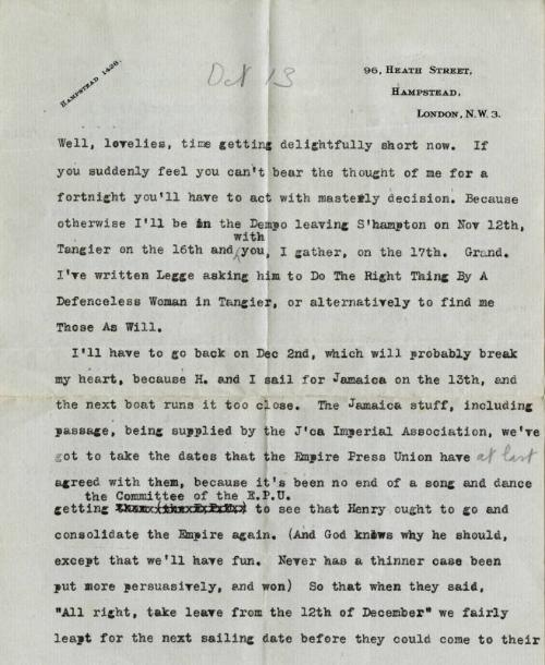 Letter from Billy Turner to James McBey (Letters and Memorabilia Belonging to James McBey)