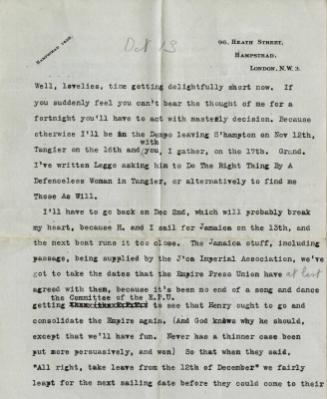 Letter from Billy Turner to James McBey (Letters and Memorabilia Belonging to James McBey)