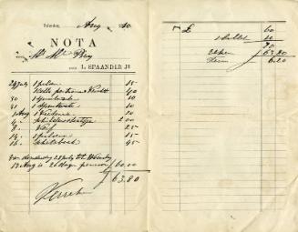 Bill for James McBey's Stay at Hotel Spaander, Volendam (Letters and Memorabilia Belonging to James McBey)