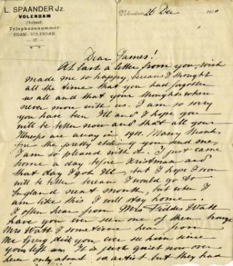 Letter from Alida Spaander to James McBey (Letters and Memorabilia Belonging to James McBey)