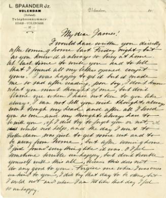Letter from Alida Spaander to James McBey (Letters and Memorabilia Belonging to James McBey)