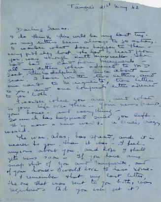 Letter from Clemence Bonnet to James McBey (Letters and Memorabilia Belonging to James McBey)