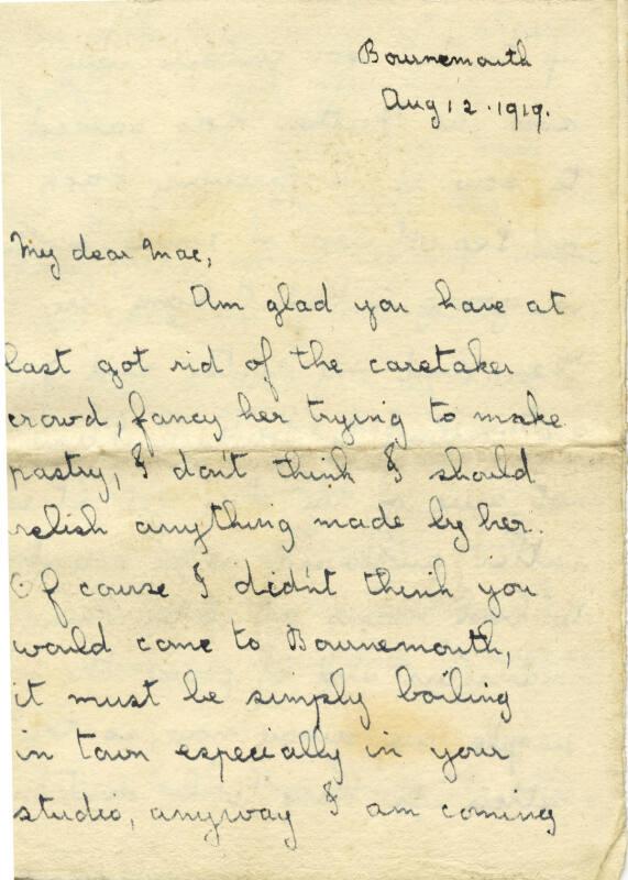 Letter from Wynne Overton to James McBey (Letters and Memorabilia Belonging to James McBey)