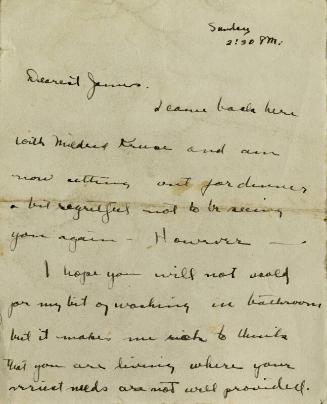 Letter from Anna Lee Smyth to James McBey (Letters and Memorabilia Belonging to James McBey)
