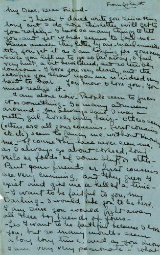 Letter from Lola to James McBey (Letters and Memorabilia Belonging to James McBey)