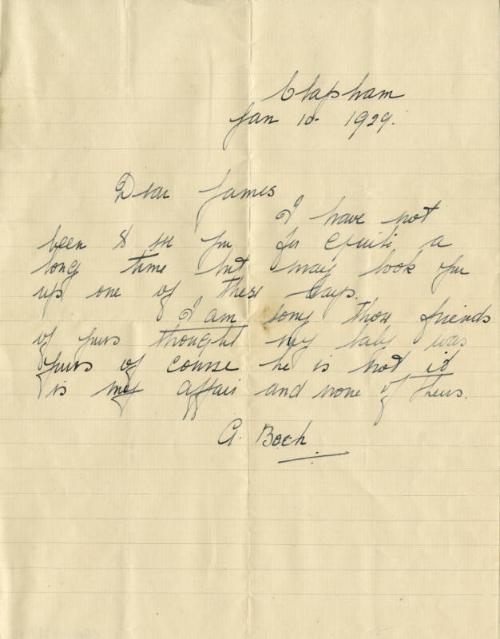 Letter from G. Bach to James McBey (Letters and Memorabilia Belonging to James McBey)