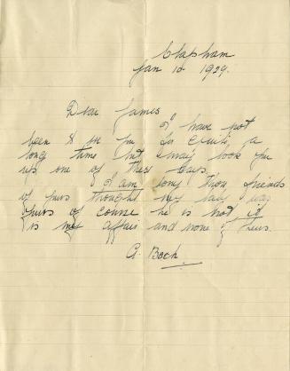 Letter from G. Bach to James McBey (Letters and Memorabilia Belonging to James McBey)