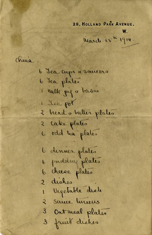 List (Letters and Memorabilia Belonging to James McBey)