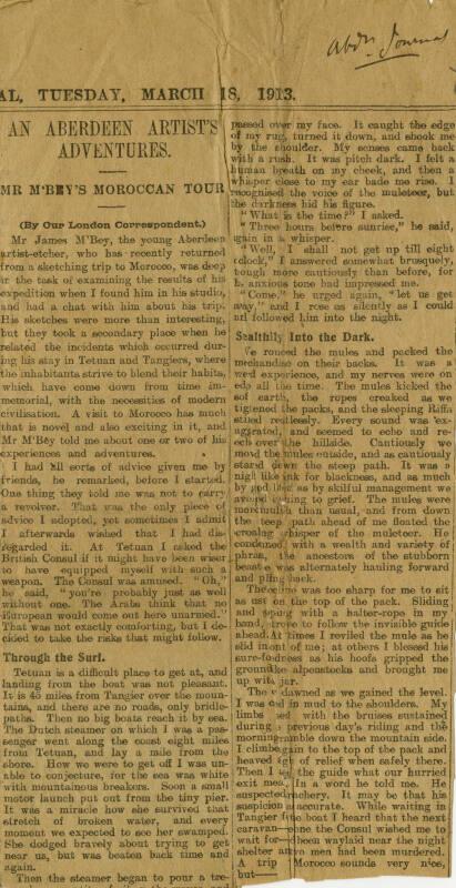An Aberdeen Artist's Adventures: Mr McBey's Moroccan Tour (Press Cuttings Related to James McBey)