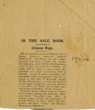 Gallery and Studio: The Late Siralfred East and Mr. James McBey (Press Cuttings Related to James McBey)
