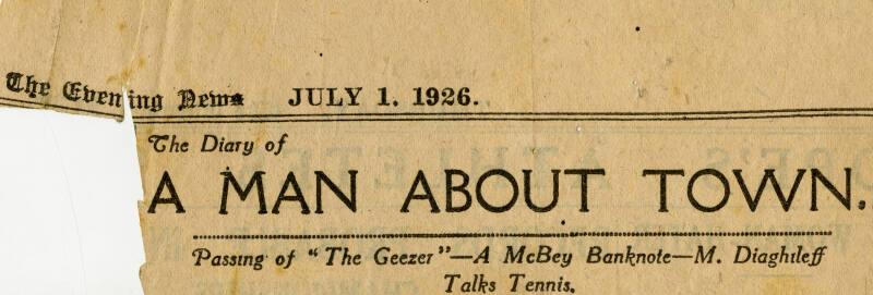 The Diary of a Man About Town (Press Cuttings Related to James McBey)
