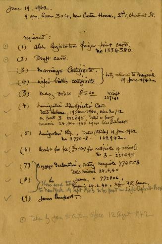 Envelope from James McBey's Application for US Citizenship (Legal Documents Belonging to James McBey)