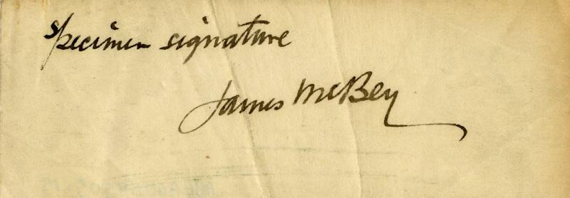 Specimen Signature (Legal Documents Belonging to James McBey)